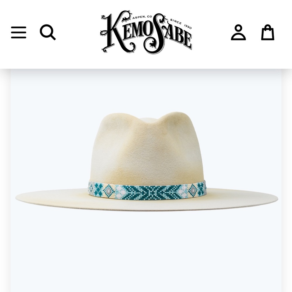 Kemo Sabe Hand Beaded Hat Band Necklace Blue and White